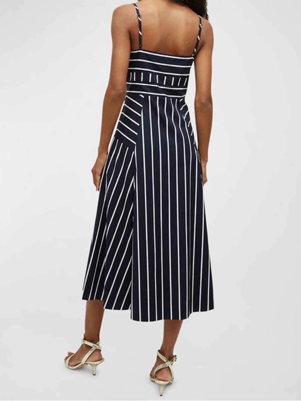 NWT! Veronica Beard Blige Stripe A-Line Midi Dress Navy/White Size 10 - Picture 2 of 8